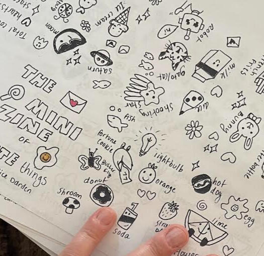 Hand-drawn illustrations of everyday items with cute expressions.